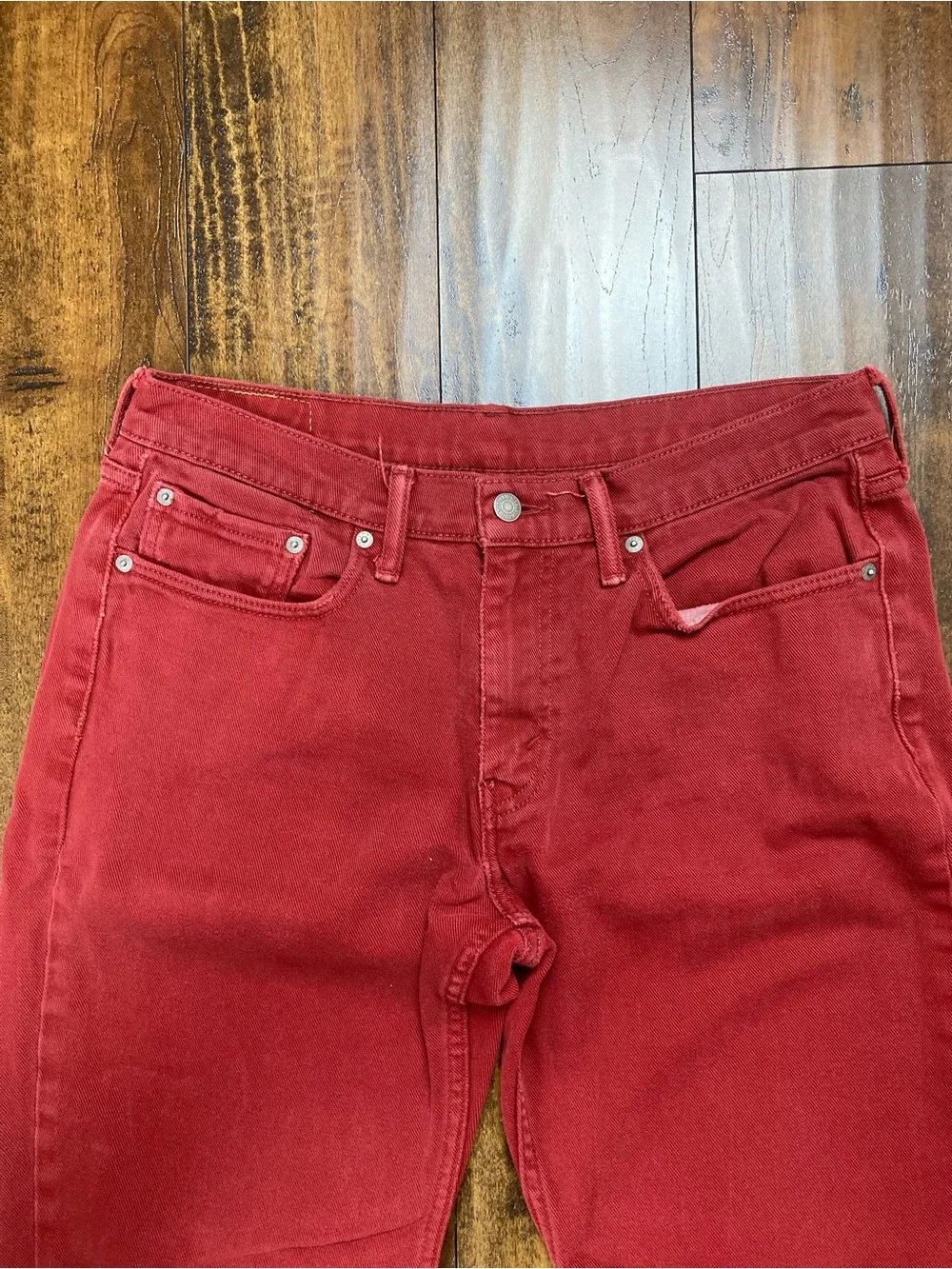 LEVI’S 514 Men’s Jeans Red Stretch Straight Leg White Tab Size 32 x 34